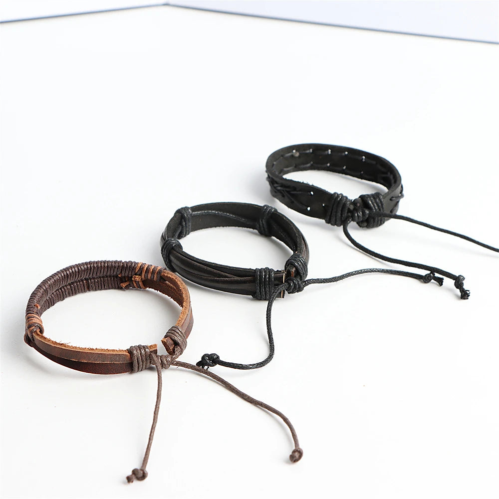 Punk Vintage Leather Bracelet Mix Style Bangle Jewelry Party Gift