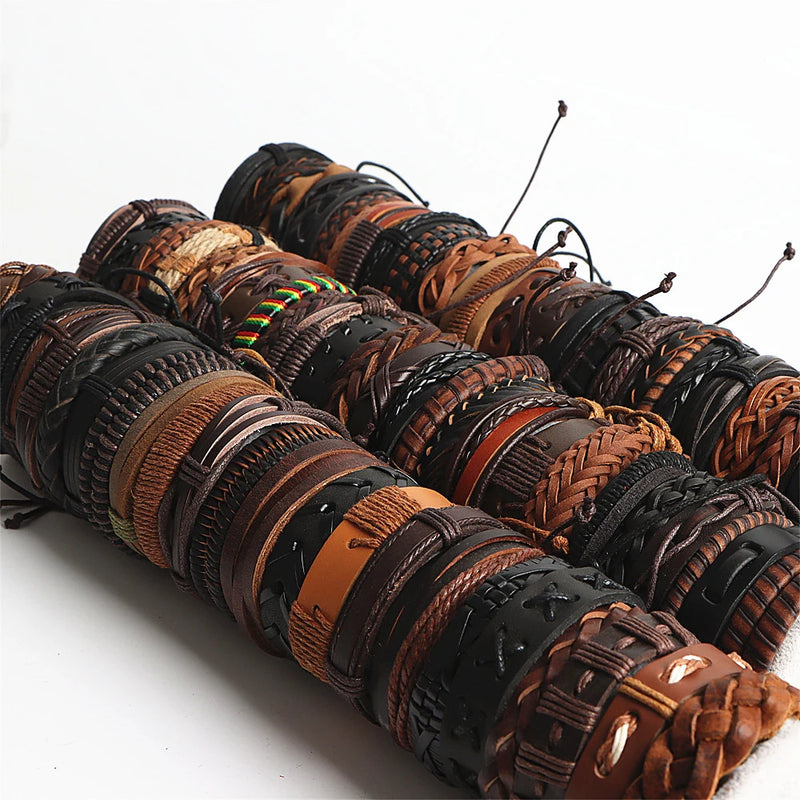 Punk Vintage Leather Bracelet Mix Style Bangle Jewelry Party Gift
