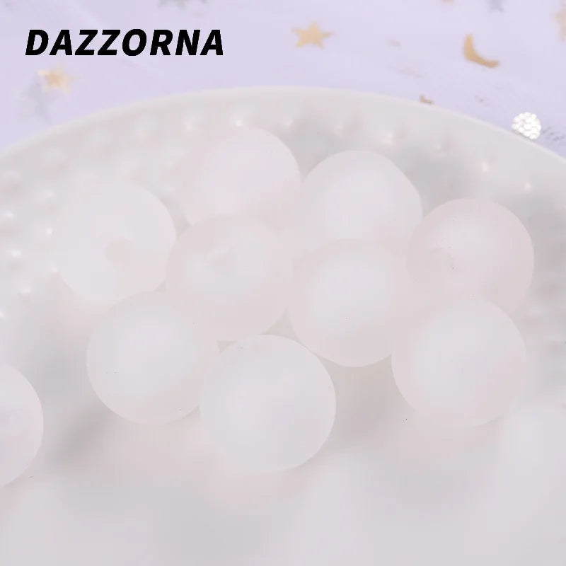 16mm Multicolor Frosted Half Hole Acrylic Beads Round Spacer for Jewelry Making