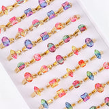 Colorful Zircon Stainless Steel Rings Mix Style Wedding Jewelry