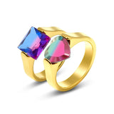 Colorful Zircon Stainless Steel Rings Mix Style Wedding Jewelry