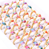 Colorful Zircon Stainless Steel Rings Mix Style Wedding Jewelry