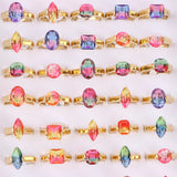 Colorful Zircon Stainless Steel Rings Mix Style Wedding Jewelry