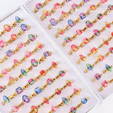 Colorful Zircon Stainless Steel Rings Mix Style Wedding Jewelry