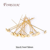 10/20/30Pcs 0.7mm*50mm 18K Plated Flat Pins for DIY Jewellery Making
