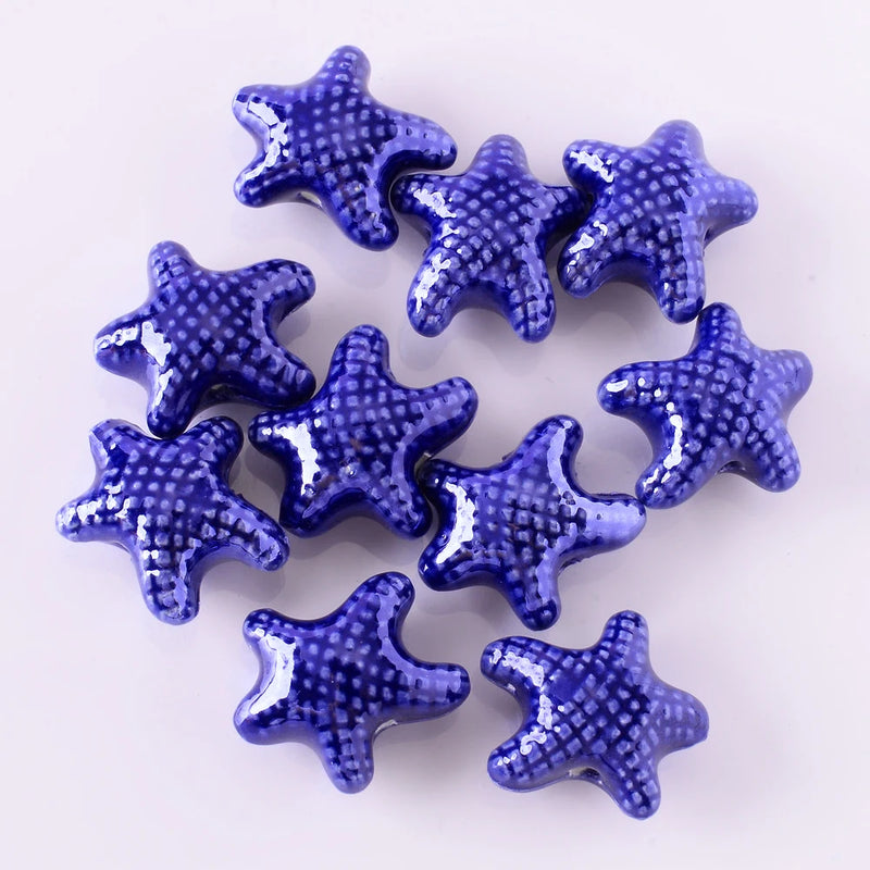10/20/30pcs 10x19mm Ceramic Starfish Beads for Jewelry Making