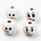 15mm Round Xmas Snowman Wooden Beads Christmas Spacer Beads DIY Jewelry Making