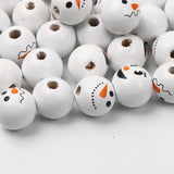 15mm Round Xmas Snowman Wooden Beads Christmas Spacer Beads DIY Jewelry Making