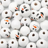15mm Round Xmas Snowman Wooden Beads Christmas Spacer Beads DIY Jewelry Making