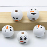 15mm Round Xmas Snowman Wooden Beads Christmas Spacer Beads DIY Jewelry Making