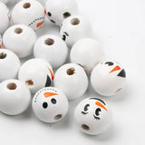 15mm Round Xmas Snowman Wooden Beads Christmas Spacer Beads DIY Jewelry Making