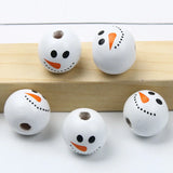 15mm Round Xmas Snowman Wooden Beads Christmas Spacer Beads DIY Jewelry Making