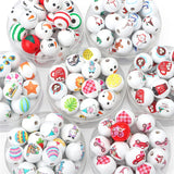 16mm Christmas Wooden Beads Santa Snowman Spacer for DIY Jewelry Making
