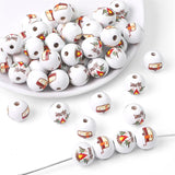 16mm Christmas Wooden Beads Santa Snowman Spacer for DIY Jewelry Making