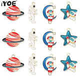 Colorful Astronaut Moon Charms Enamel Star Charm Necklace Pendant