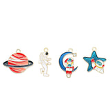 Colorful Astronaut Moon Charms Enamel Star Charm Necklace Pendant