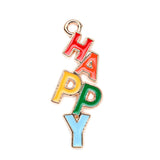 Colorful HAPPY Letter Charms Drop Oil Enamel Pendant DIY Supplies
