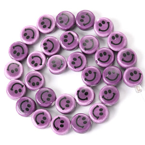 10/20/30pcs Ceramic Smiley Face Beads 10mm Loose Spacer Beads Jewelry Making DIY
