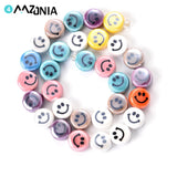 10/20/30pcs Ceramic Smiley Face Beads 10mm Loose Spacer Beads Jewelry Making DIY
