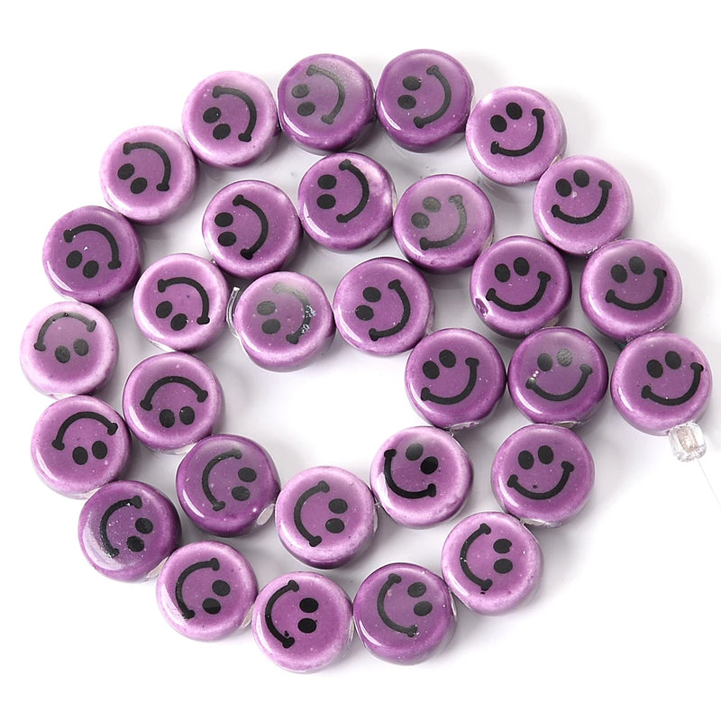 10/20/30pcs Ceramic Smiley Face Beads 10mm Loose Spacer Beads Jewelry Making DIY