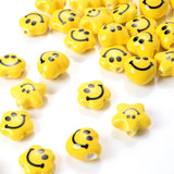 20pcs Yellow Ceramic Smiley Face Spacer Beads for Jewelry Making