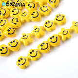20pcs Yellow Ceramic Smiley Face Spacer Beads for Jewelry Making