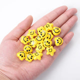 20pcs Yellow Ceramic Smiley Face Spacer Beads for Jewelry Making