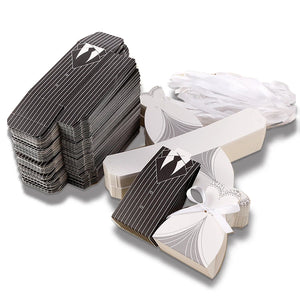 Bride & Groom Wedding Candy Box with Ribbon - Party Favor Gift