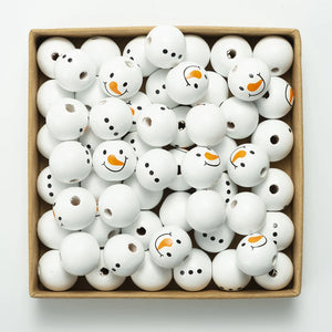 16mm Snowman Wood Beads for Jewelry Making DIY Bracelet Necklace