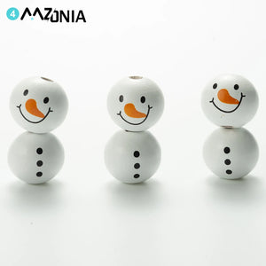 16mm Snowman Wood Beads for Jewelry Making DIY Bracelet Necklace