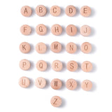 15x8mm Natural Letter Wooden Beads Flat Round Alphabet Spacer Beads