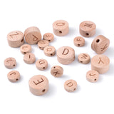 15x8mm Natural Letter Wooden Beads Flat Round Alphabet Spacer Beads