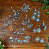 Bohemian Stone Drop Earrings for Women Mixed Charm Turquoise Jewelry
