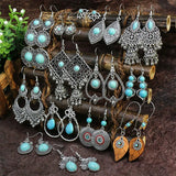 Bohemian Stone Drop Earrings for Women Mixed Charm Turquoise Jewelry