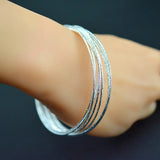 Women's Etched Dimpled Circle Bangles Bracelets Gift