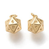 20 Sided Dice Charm 18K Plated 13.5x9.5x9.5mm - Pack of 10-200pcs