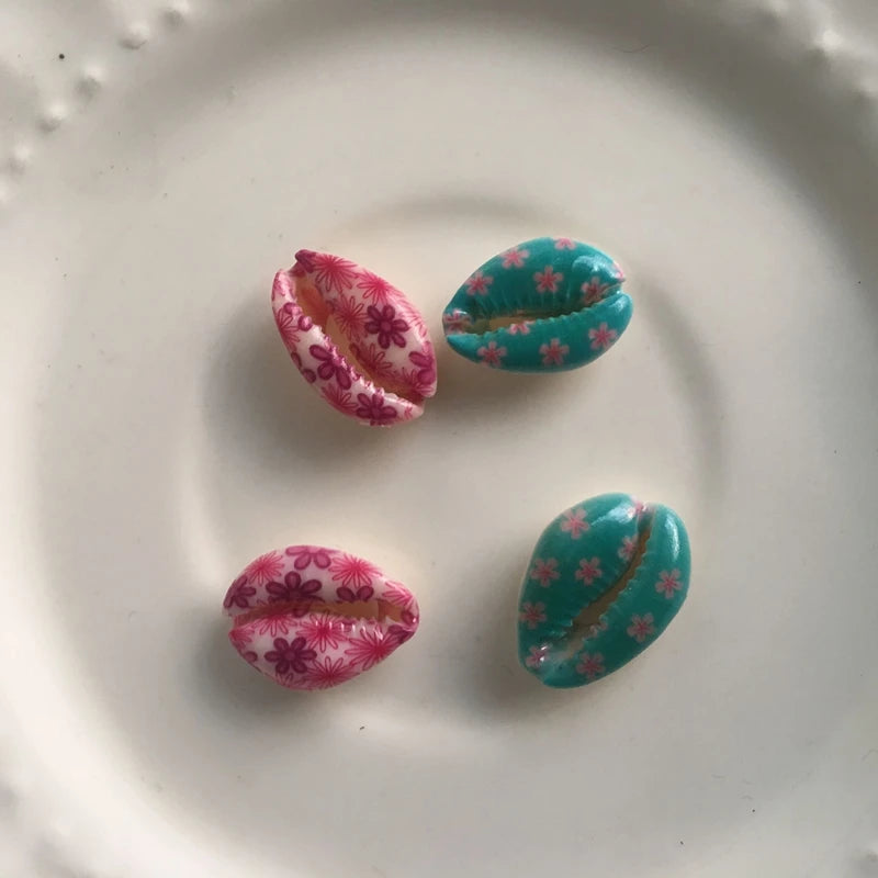 Natural Shell Bead Painted Colors Jewelry Beads 100Pcs
