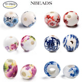 10-20PCS Printed Porcelain Beads for DIY Jewelry Making