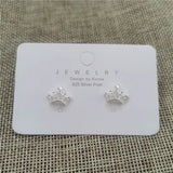 925 Silver Butterfly Heart Love Crown Stud Earrings Mix Style Silver Jewelry