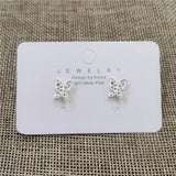 925 Silver Butterfly Heart Love Crown Stud Earrings Mix Style Silver Jewelry