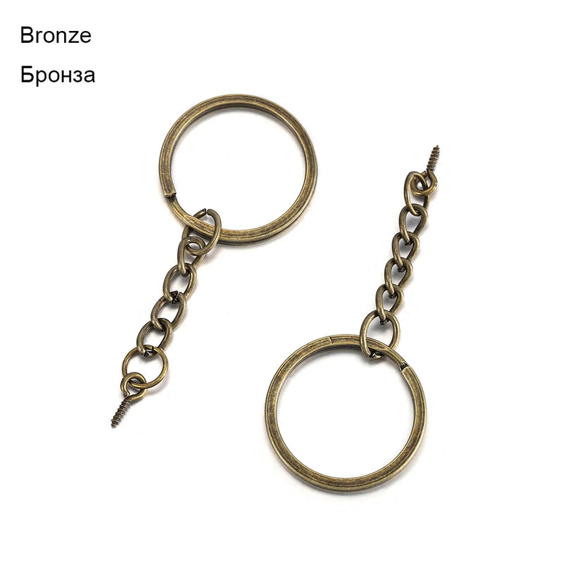10/20Pcs 25/28/30mm Screw Eye Pin Key Chain Key Ring Split Keyrings