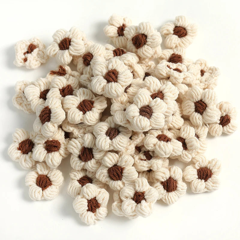 10/20Pcs Wool Flower Applique DIY Clothes Hat Shoes Crafts Sewing Patches