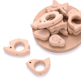 Beech Wooden Animal Beads for DIY Teething Necklace