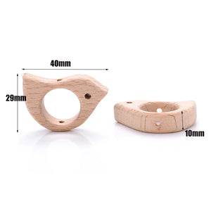 Beech Wooden Animal Beads for DIY Teething Necklace