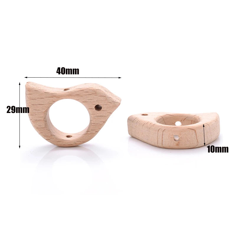 Beech Wooden Animal Beads for DIY Teething Necklace