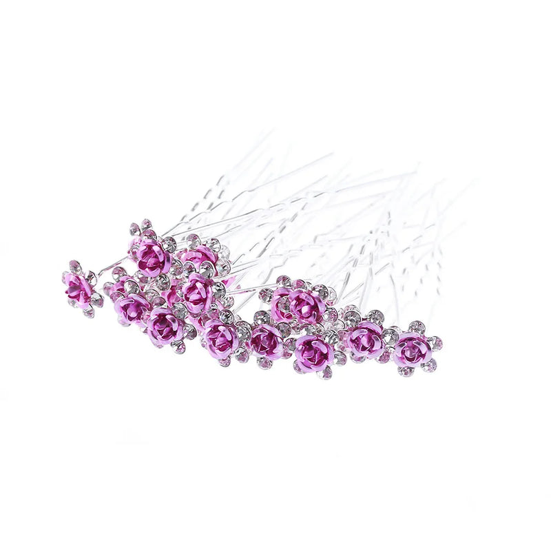 Crystal Rose Flower Hair Clips Wedding Bridal Hair Pins Bridesmaid Jewelry