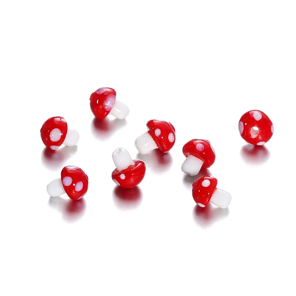 Colorful Glass Mushrooms Spacer Beads for Jewelry Making