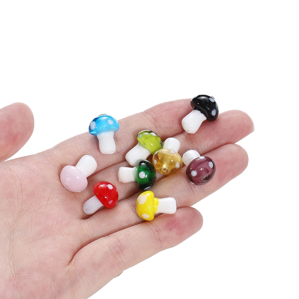 Colorful Glass Mushrooms Spacer Beads for Jewelry Making