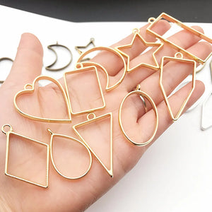 10/20Pcs Geometric Bezel Metal Charms Pendant for DIY Necklace