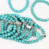 Bohemian Turquoise Stone Beads Bracelet With Pendant Bangle